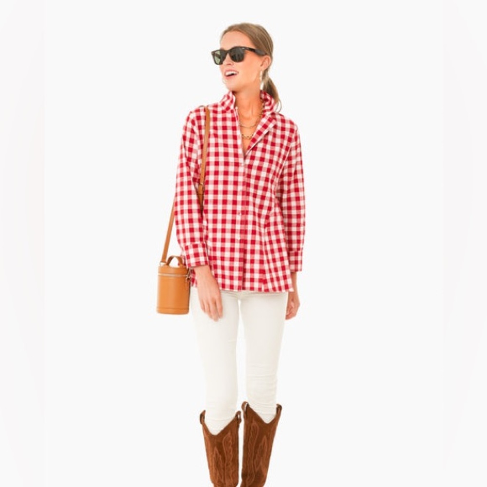 Pomander Place Red and White Checkered Top